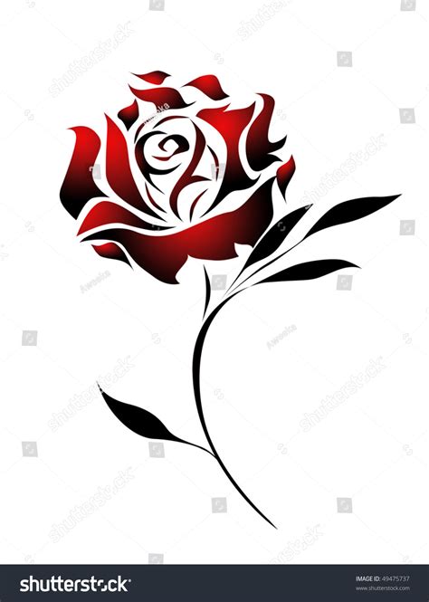 Red Rose Tattoo Design With Path Stock Photo 49475737