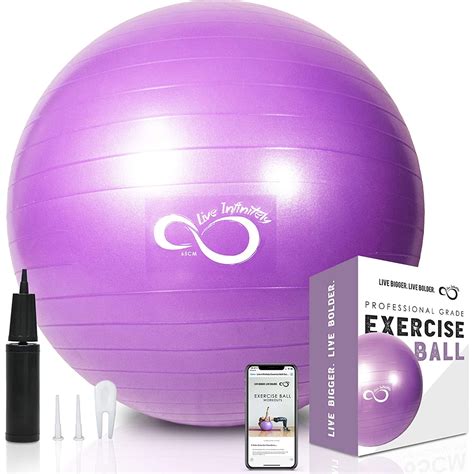 Live Infinitely Exercise Ball Extra Thick Workout Pregnancy Ball Chair For Home Workout Purple