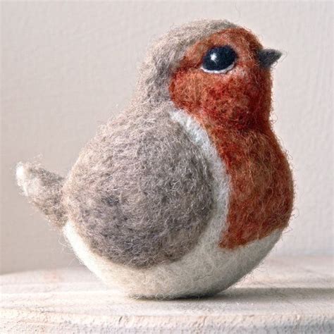 Needle Felted Robin By The Lady Moth Robin Ornament Bird Sculpture