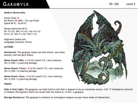 Seriously awesome monster cards for dnd 5e 70 easy to use cards with 5th edition stat blocks, original art and more. DnD-Next-Monster Cards-Gargoyle by dizman on DeviantArt