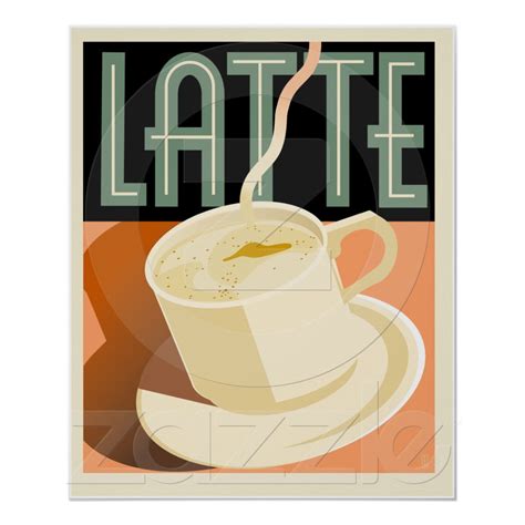 Cafe Deco Latte Poster Art Deco Posters Art Deco Illustration Art