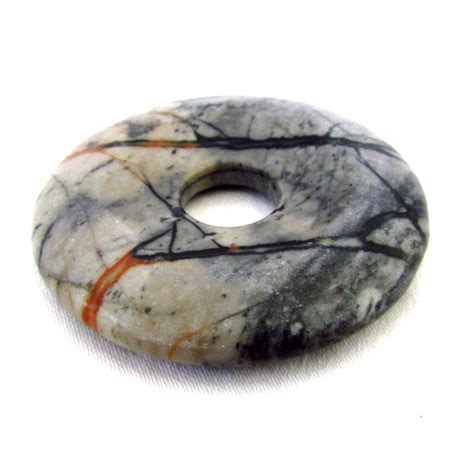 Jasper Donut Pendant Gray Jasper Stone Pendant Large Stone