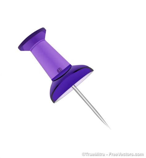 Purple Push Pin On White Background Vector Free Download