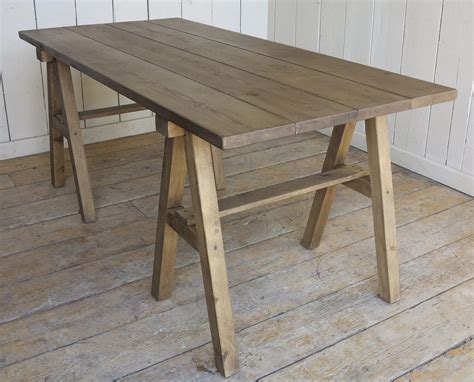 Bespoke Wooden Plank Top Kitchen Table With A Frame Base