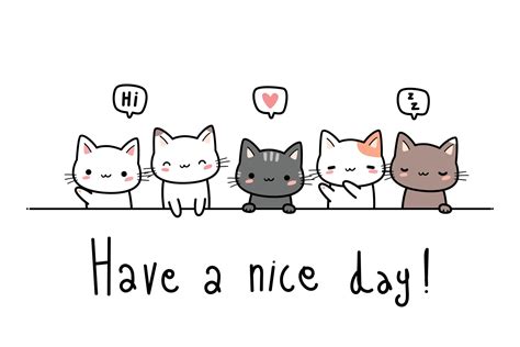 Cute Cat Kitten Greeting Cartoon Doodle Background Wallpaper 3423831
