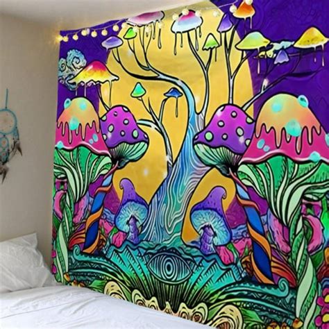 Psychedelic Tapestry Mushroom Tapestry Trippy Tapestry Magic Forest