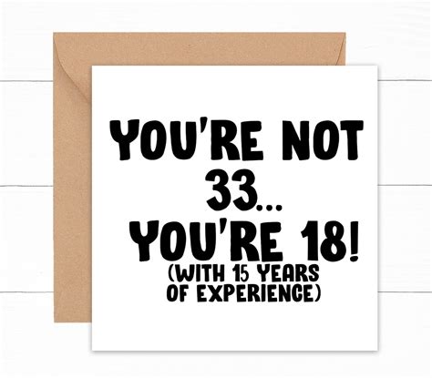 Youre Not 33 Funny 33rd Birthday Card 33rd Birthday Etsy