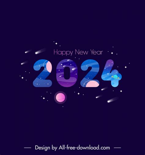Happy New Year 2024 Templates Collection Elegant Modern Flat Texts