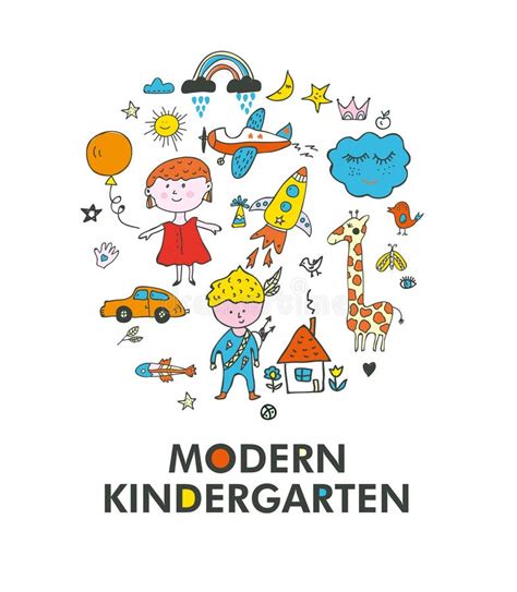Kindergarten Logo And Card Vector Illustration Stock Vector