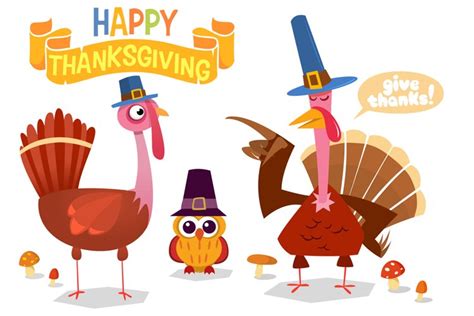 Thanksgiving Day Turkeys Cartoon Vector Illustration