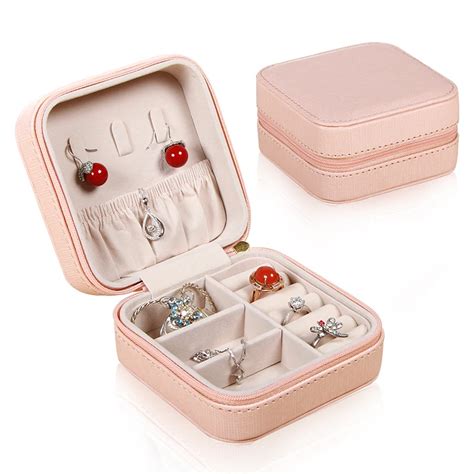 Pu Leather Small Jewelry Box Case Portable Travel Jewelry Organizer