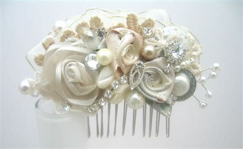 Vintage Inspired Ivory Bridal Hair Clip Lace And Floral Wedding