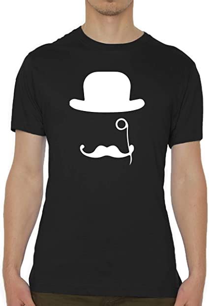 Hat Monocle Moustache Snob Art Crew Neck Mens T Shirt Uk