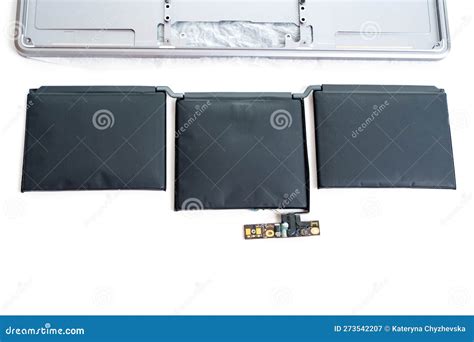 Defective Laptop Battery By A Disassembled Laptop Stock Image Image