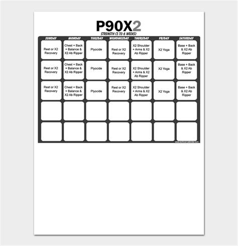 8 Printable P90x Schedule Templates Free Download