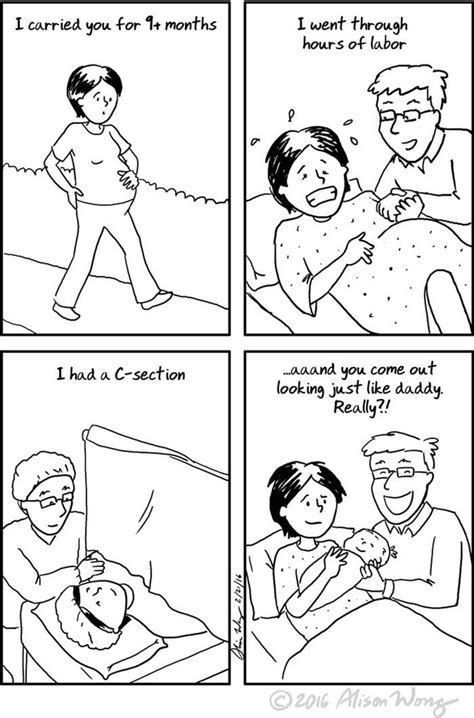 the comic strip shows two people in bed and one is being hugged by another person