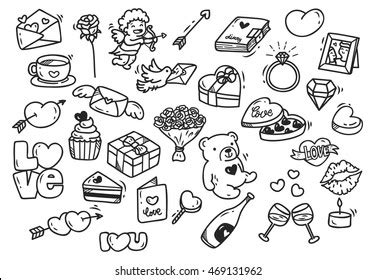 Valentines Day Doodle Set Isolated On Stock Vector Royalty Free Shutterstock