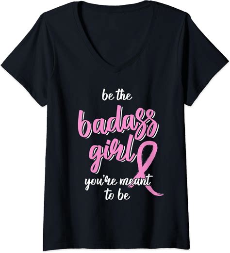 womens breast cancer survivor t for badass girl fighting cancer v neck t shirt