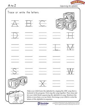 A-to-Z - Printable English Worksheet for Kindergarten - JumpStart