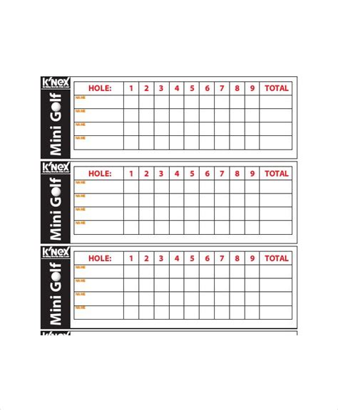 Printable Blank Golf Scorecard Template Printable World Holiday