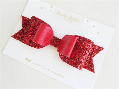 Oversized Large Glitter Fabric And Faux Leather Bow Hair Etsy