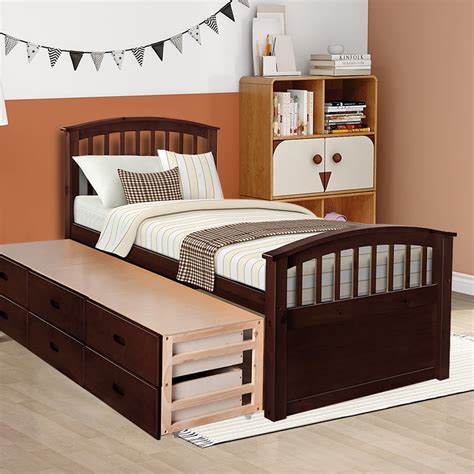 6 Drawer Storage Bed Bymway Solid Wood Twin Size Platform Bed Storage Frame With Underneath Bed