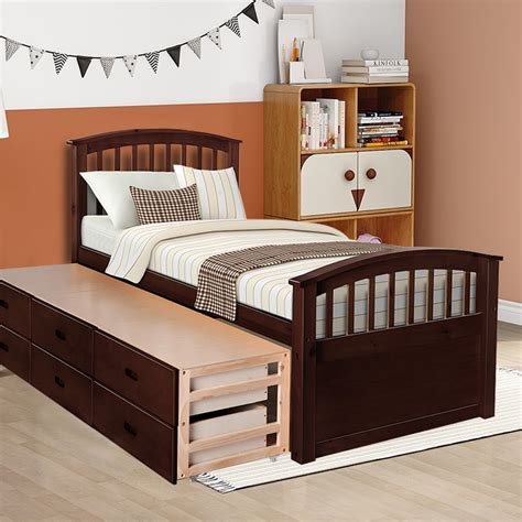 6 Drawer Storage Bed Bymway Solid Wood Twin Size Platform Bed Storage