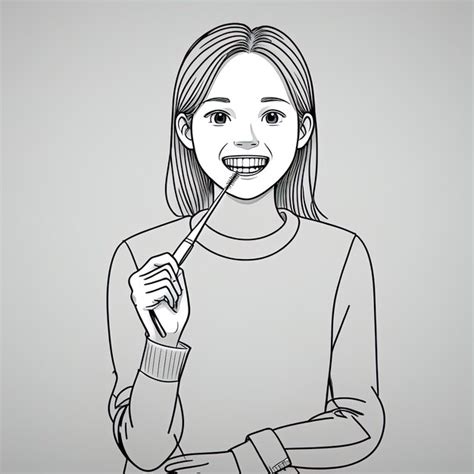 Premium Ai Image Girl Drawing On A White Background Vectorgirl Brushing Teeth Hand Drawn