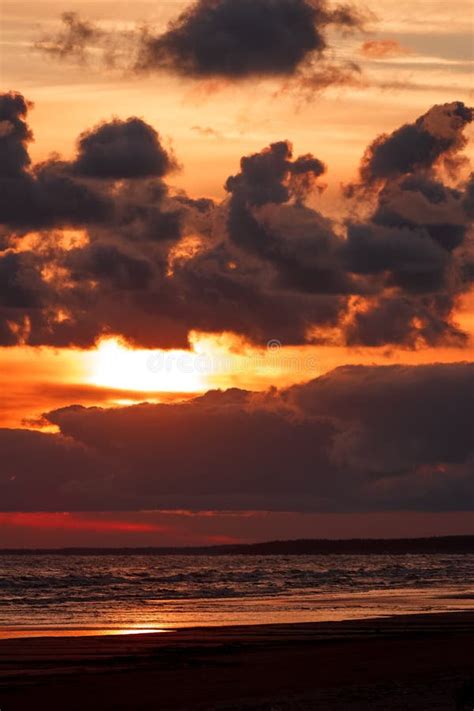 Orange Cloudy Sunset Sky Stock Photo Image Of Horizon 88166410