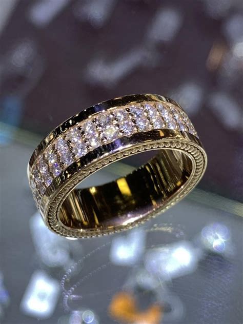 14k Rose Gold Mens Diamond Eternity Band Wedding Ring Etsy Mens