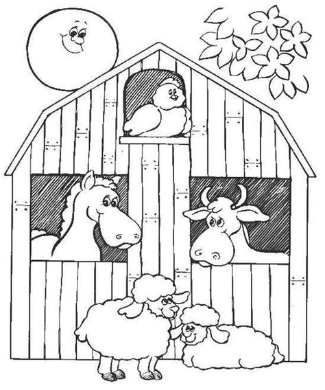 Barn And Farm Animal Coloring Page