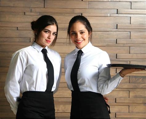 Smart Waitresses Waitstaff Uniform Waitress Outfit Look Working Girl Waiter Uniform Tie