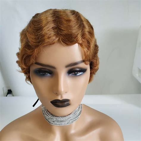Remy Human Hair Short Finger Wave Wig Great Wigs 4 U