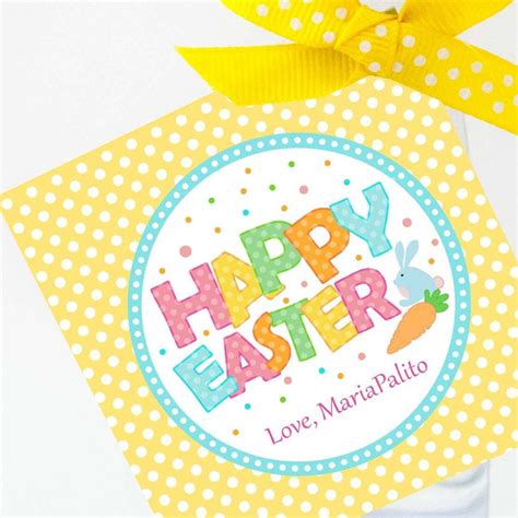 Free printable easter basket cutout craft from real life at. Cute Happy Easter Tag | Editable Printable Party Favor ...