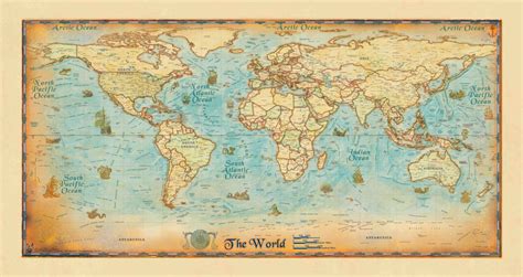 Antique World Wall Map Europe Centered The Map Shop