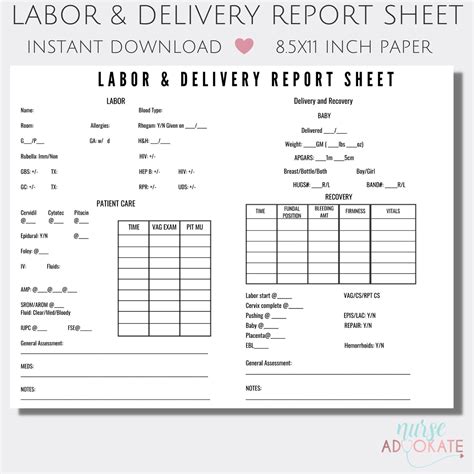 Labor And Delivery RN Report Sheet Template SBAR Handoff Etsy In