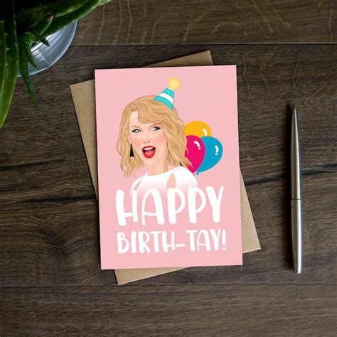Happy Birth Tay Taylor Swift Birthday Card Funny Card For Etsy Uk