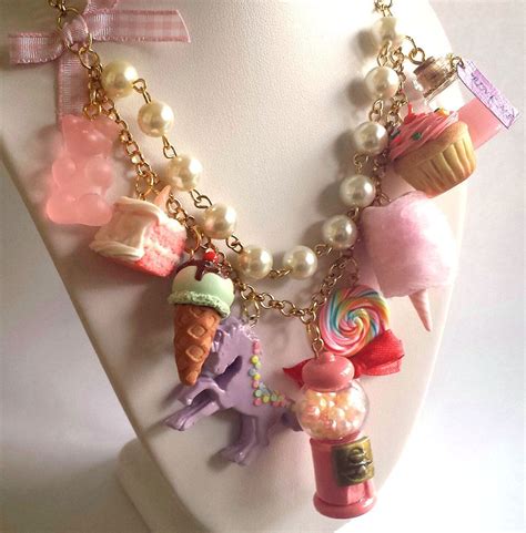 Pink Statement Necklace Kawaii Candy Statement Necklace Etsy Pink