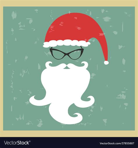 Hipster Santa Claus Silhouette With Cool Beard Vector Image
