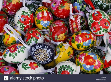 Beautiful Hand Painted Hungarian Easter Eggs Stock Photo