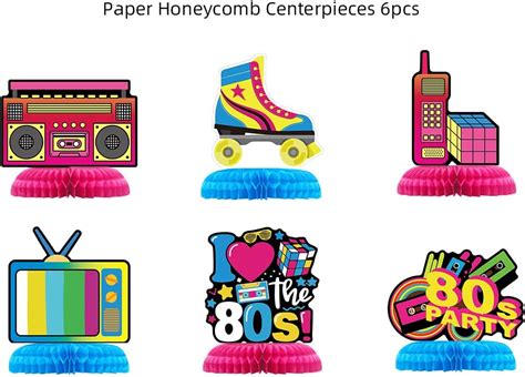 Buy 6 Pcs 80s Honeycomb Centerpieces Party Decorations Supplies 80s