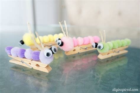 Caterpillar Clothespin Kids Craft Diy Inspired