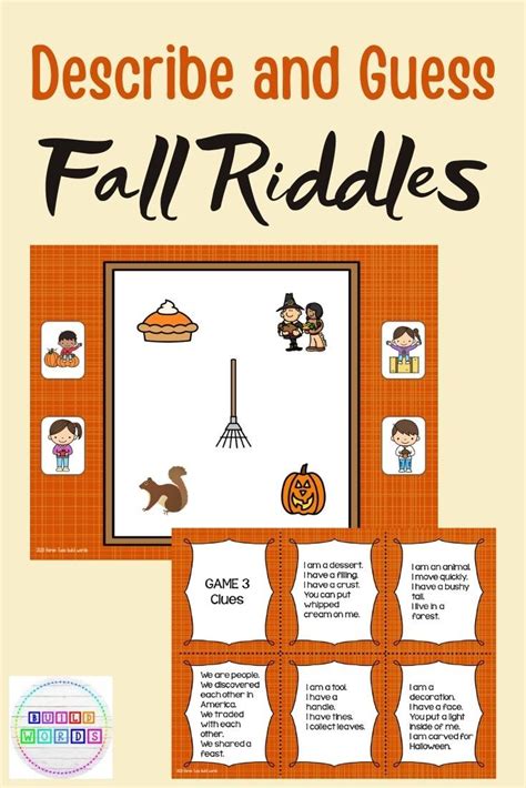Fall Nouns Vocabulary Riddles Describe And Guess Speech Therapy