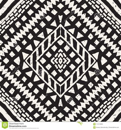 Seamless Ethnic And Tribal Pattern Hand Drawn Ornamental Stripes
