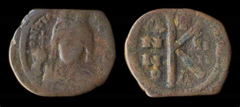 Byzantine Maurice Tiberius 582 602 Ad Half Follis