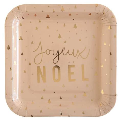 10 assiettes Joyeux Noël Blush rose gold Vaisselle Jetable Discount