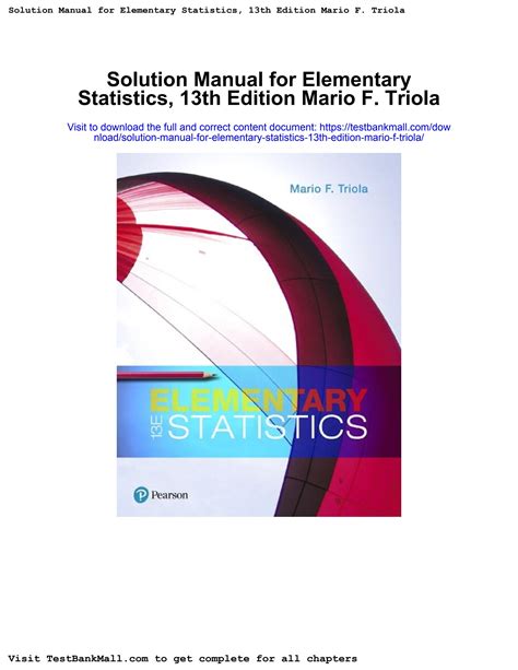 Solution Manual For Elementary Statistics 13th Edition Mario F Triola