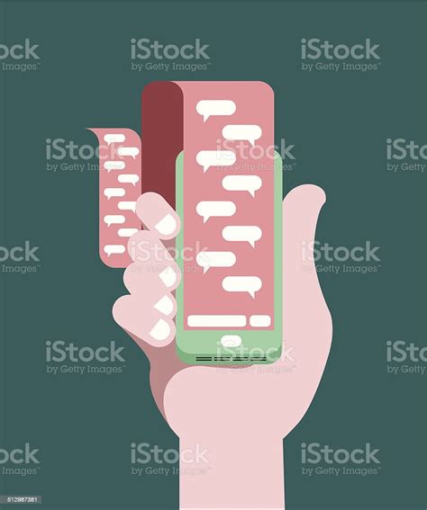 Hand Holding Smartphone With Paper Chat Template Stock Illustration Download Image Now