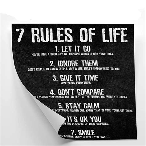 7 Rules Of Life Motivational Poster — Original Wall Arts