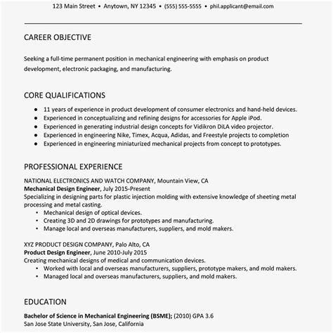 Use a good mechanical engineering resume template that balances text and whitespace. Sample Resume for a Mechanical Engineer